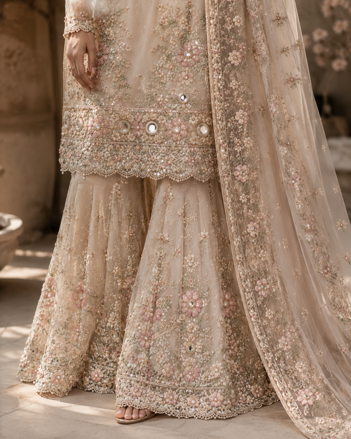 Bridal champagne outfit